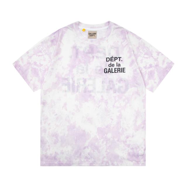 Retro purple splash-dyed tie-dye Washed Print tee
