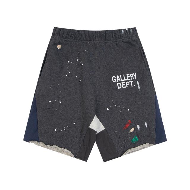 Graffiti crayon splashing ink patchwork shorts