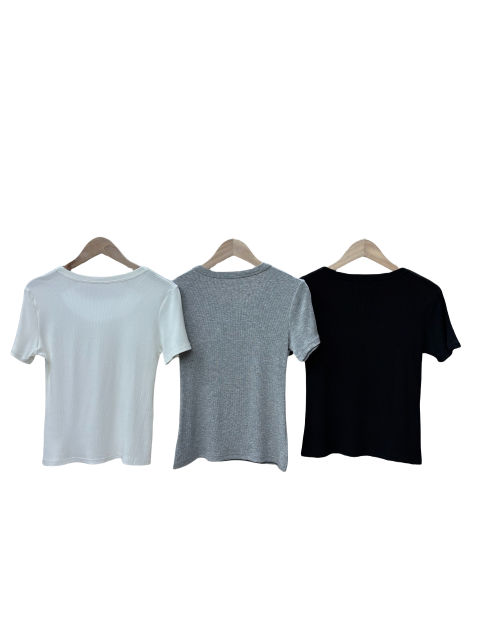 Lulu Threaded U Neck tee for girls【one pack 3 pieces】