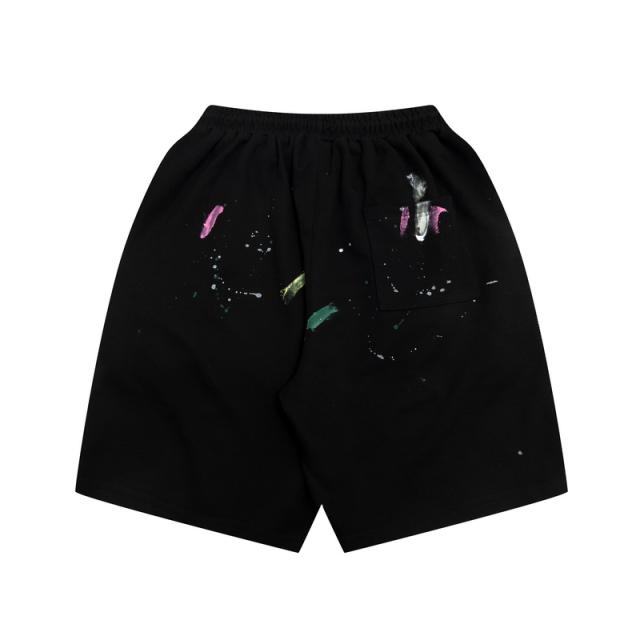 Colored chalk ink splash drawstring shorts