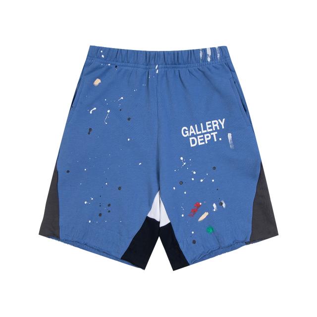 Graffiti crayon splashing ink patchwork shorts