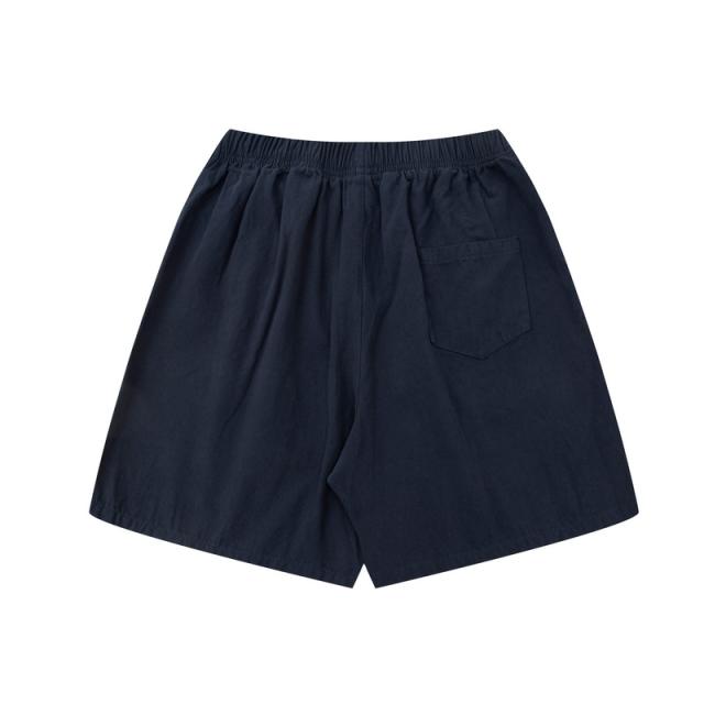 Pure color Martin washed cotton shorts