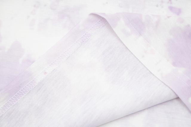 Retro purple splash-dyed tie-dye Washed Print tee