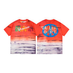 Retro tie-dyed gradient letter washed printed tee