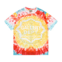 Retro tie-dyed colorful effect washed printed tee