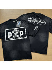 P2P Back Floral Letter Washed Aged Tee