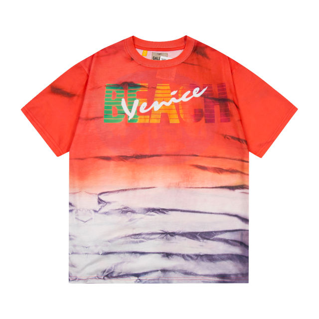 Retro tie-dyed gradient letter washed printed tee