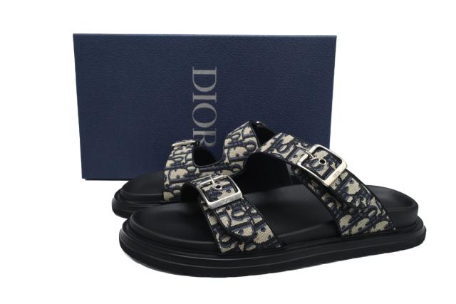 D AQUA SANDAL Slides Beige Black Dior Oblique Jacquard 3SA115ZSA_H561