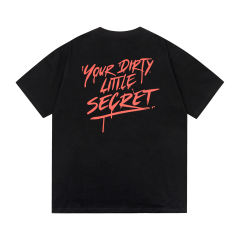Retro red text splashing ink washed printed tee
