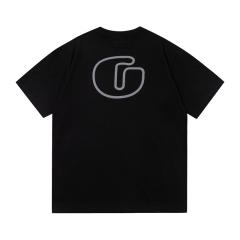 Retro overlapping floating grey label Washed Print tee