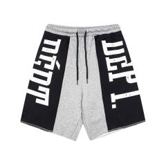 Black and gray spliced logo drawstring shorts