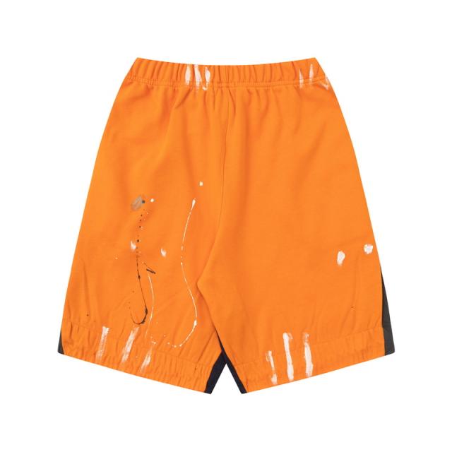 Graffiti crayon splashing ink patchwork shorts