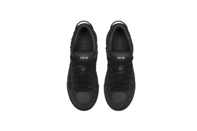 D Sneaker Black Smooth Calfskin Oblique Raised Embroidery 3SN303ZYQ_H900