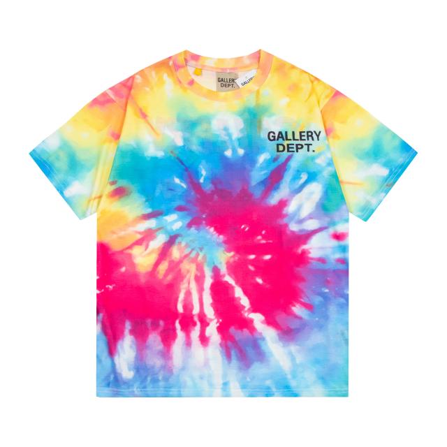Retro tie-dyed rainbow splash washed printed tee