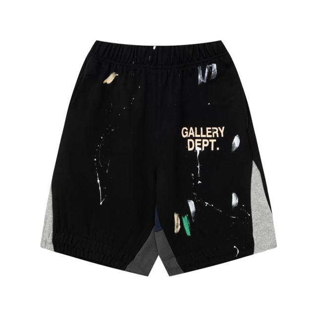 Graffiti crayon splashing ink patchwork shorts