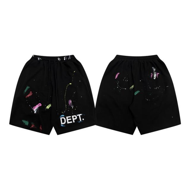 Colored chalk ink splash drawstring shorts