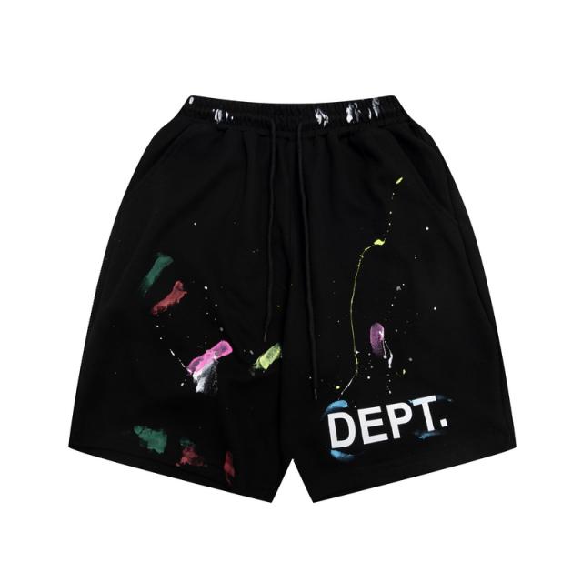 Colored chalk ink splash drawstring shorts
