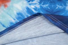 Retro blue and orange tie-dyed colorful washed printed tee
