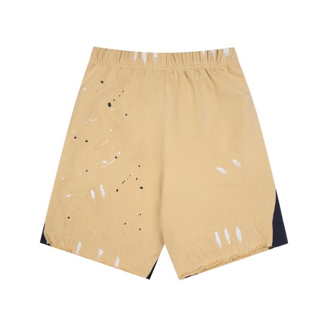 Graffiti crayon splashing ink patchwork shorts