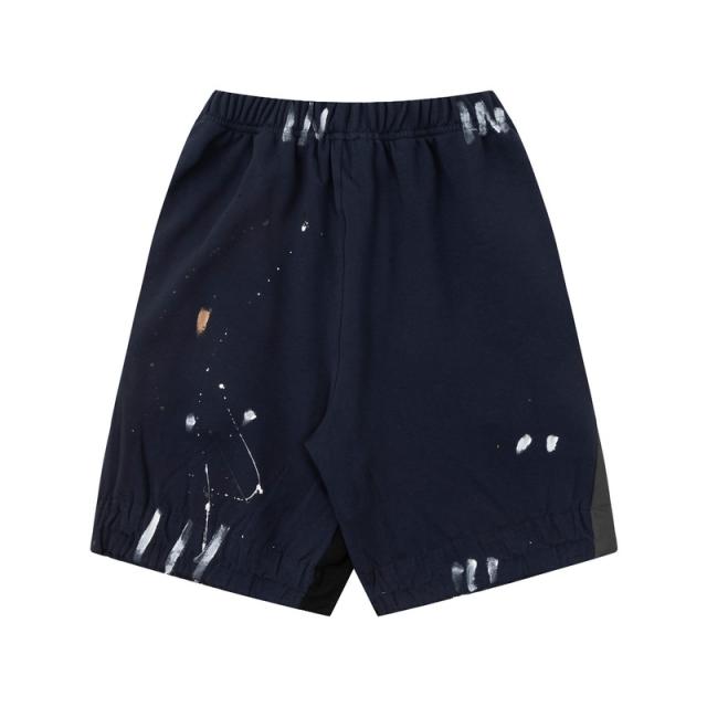 Graffiti crayon splashing ink patchwork shorts