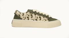D Sneaker Khaki Smooth Calfskin Oblique Raised Embroidery 3SN303ZYQ_H681