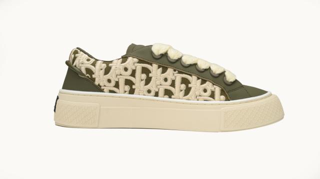 D Sneaker Khaki Smooth Calfskin Oblique Raised Embroidery 3SN303ZYQ_H681