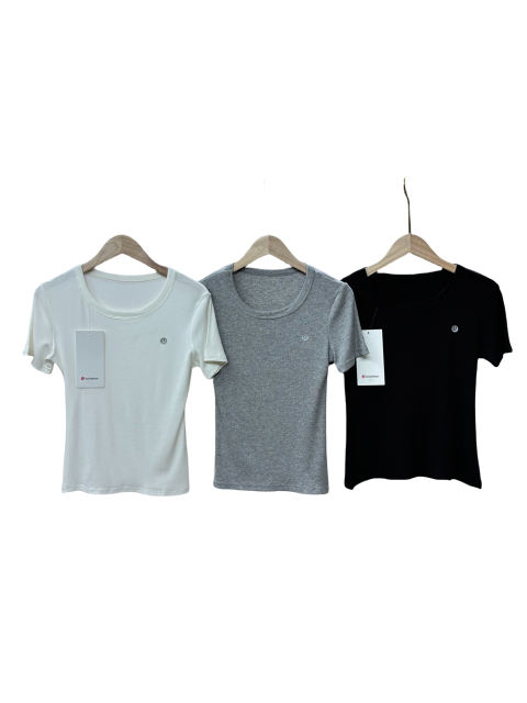 Lulu Threaded U Neck tee for girls【one pack 3 pieces】