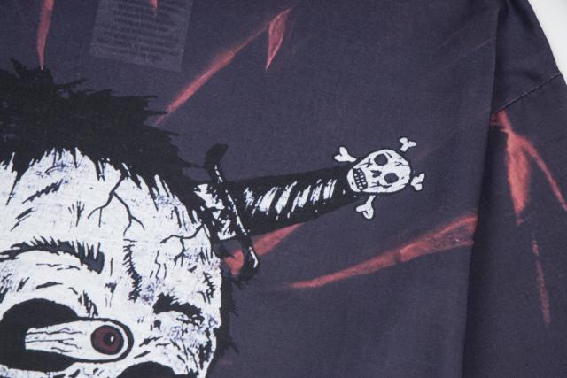 Retro ghost face tie-dye washed printed tee