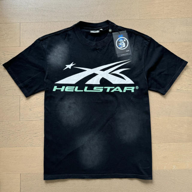 White Green Logo Washed Black Tee