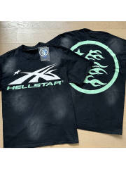 White Green Logo Washed Black Tee