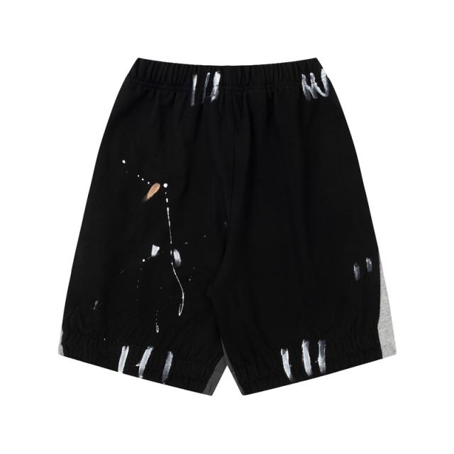 Graffiti crayon splashing ink patchwork shorts