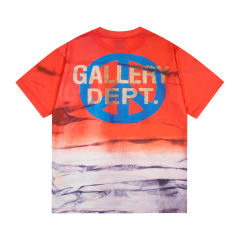 Retro tie-dyed gradient letter washed printed tee