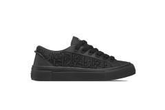 D Sneaker Black Smooth Calfskin Oblique Raised Embroidery 3SN303ZYQ_H900
