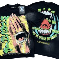 Worship Letter Teeth Tongue Print Washed Version Tee