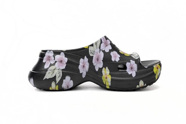 B x Crocs Pool Slide Sandals Grey Flower 677389W1S8G6556