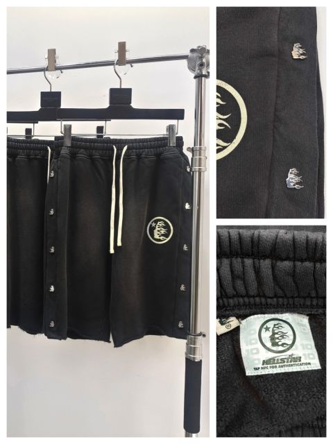 1:1 quality Hellstar Side button logo shorts with NFC tag