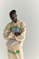 1:1 quality Green Letter Blue Spiderweb Print Hoodie & Pants Set