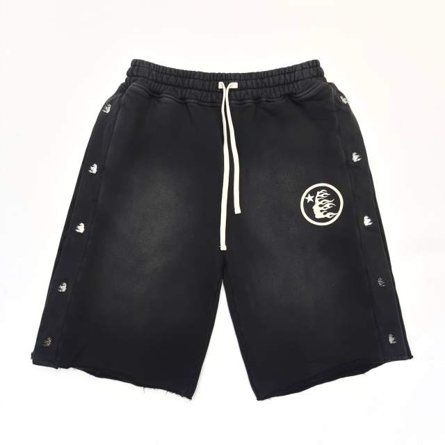 1:1 quality Hellstar Side button logo shorts with NFC tag