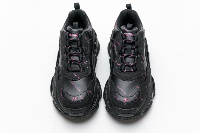 B Triple S Letter Black Pink 524039 W2FA1 7635