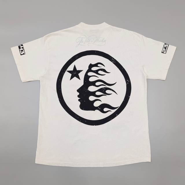 1:1 quality Hellstar Silver-stamped Monogram Printed Aged Tee with NFC tag