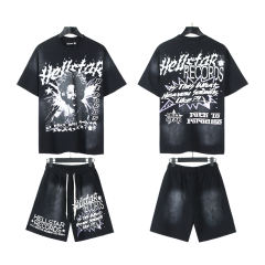 Hellstar Sounds of Heaven Little Boy Printed Washed Version Tee & Shorts Set