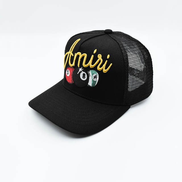 Amir* Billiard Letter Embroidered Mesh trucker Cap