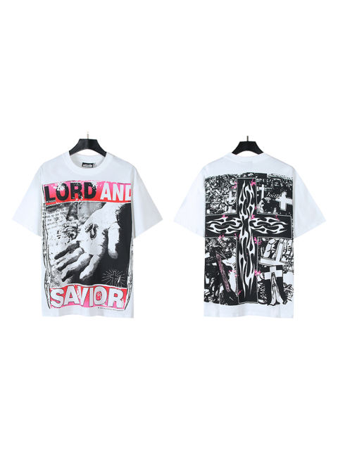 Hellstar Savior Letter Cross Print Tee