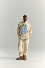 1:1 quality Green Letter Blue Spiderweb Print Hoodie & Pants Set