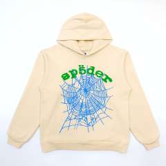1:1 quality Green Letter Blue Spiderweb Print Hoodie & Pants Set