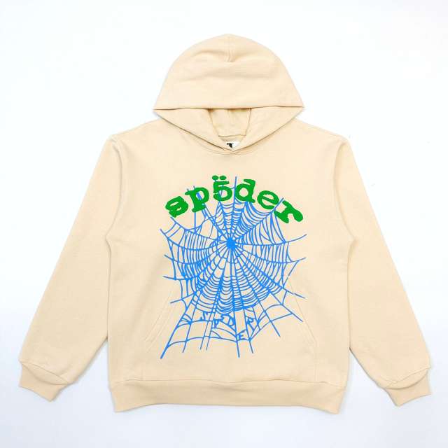 1:1 quality Green Letter Blue Spiderweb Print Hoodie & Pants Set