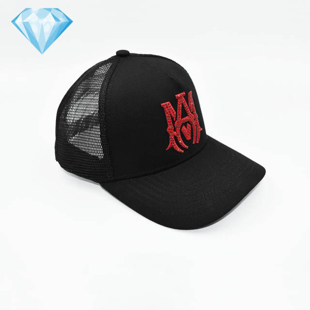 Amir* Hot Drill Embroidery Logo Mesh Cap 4 colors