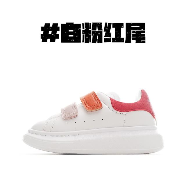 Velcro fashion low-top white shoes for Kids 8 colors