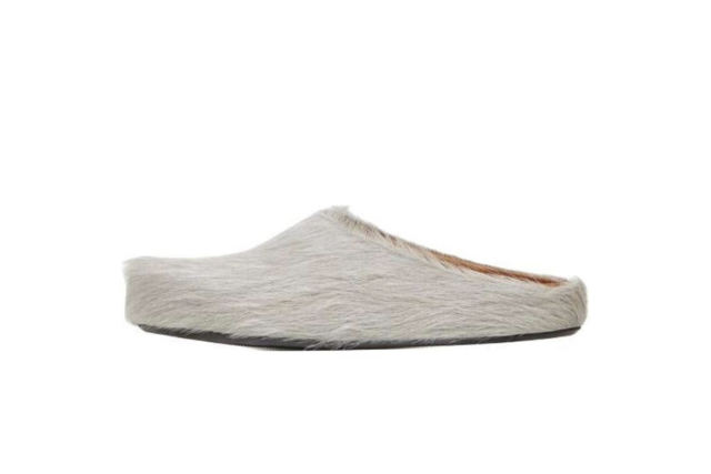 M@rni Long-hair Calfskin Fussbett Sabot Grey SBMR000600P412200N15