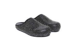 M@rni Calfskin Fussbett Sabot Black Leather with Rhinestones SBMR000600P639400N99
